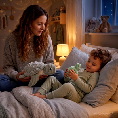 Peluche tortue Sauvenou maman et son bébé rose – Les Ptipotos – vue 2
