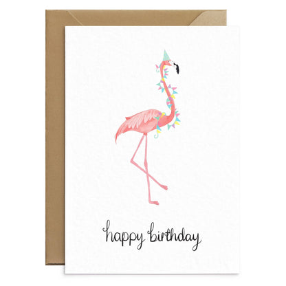 Pink Flamingo Birthday Card