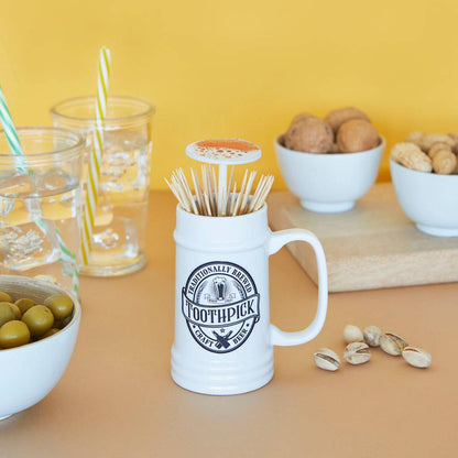 Toothpick holder, Pilsen, white, ceramic