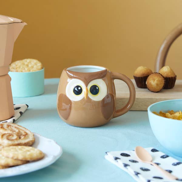 Mug, Bubo, brown, 400 ml, with handle, ceramic