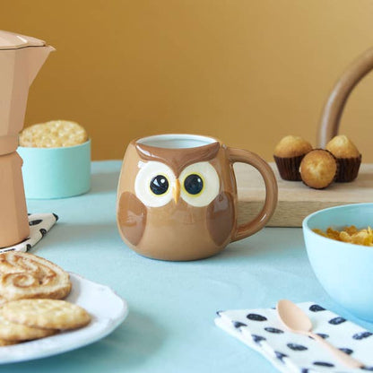 Mug, Bubo, brown, 400 ml, with handle, ceramic