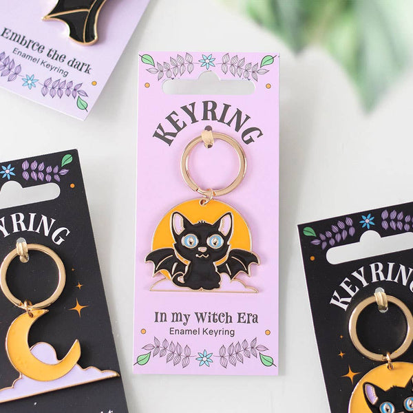 Cat Bat &amp; Moon Keychain