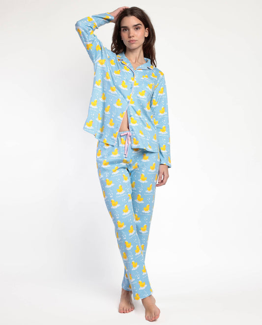 Pyjama à manches longues ouvert Femme - Canard « Sweet Duckling”
