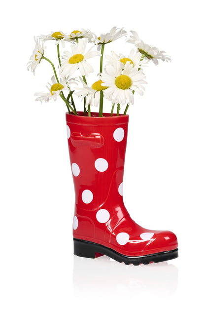 vase bottes wellington rouge a pois bitten