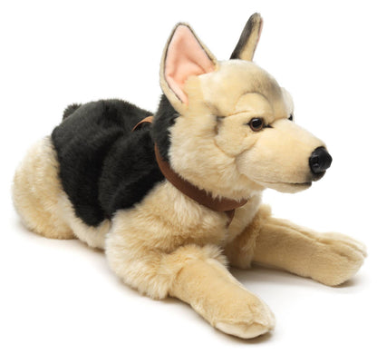 Peluche Berger allemand, couché (avec harnais) Uni Toys
