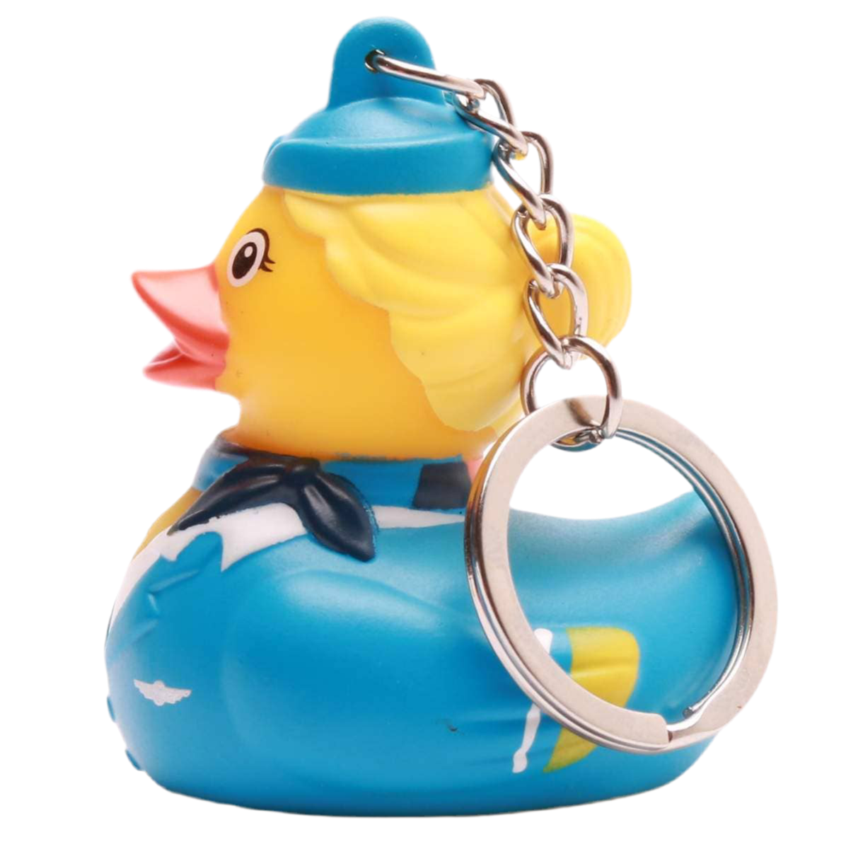 Blonde Flight Attendant Duck Keychain