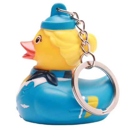 Blonde Flight Attendant Duck Keychain
