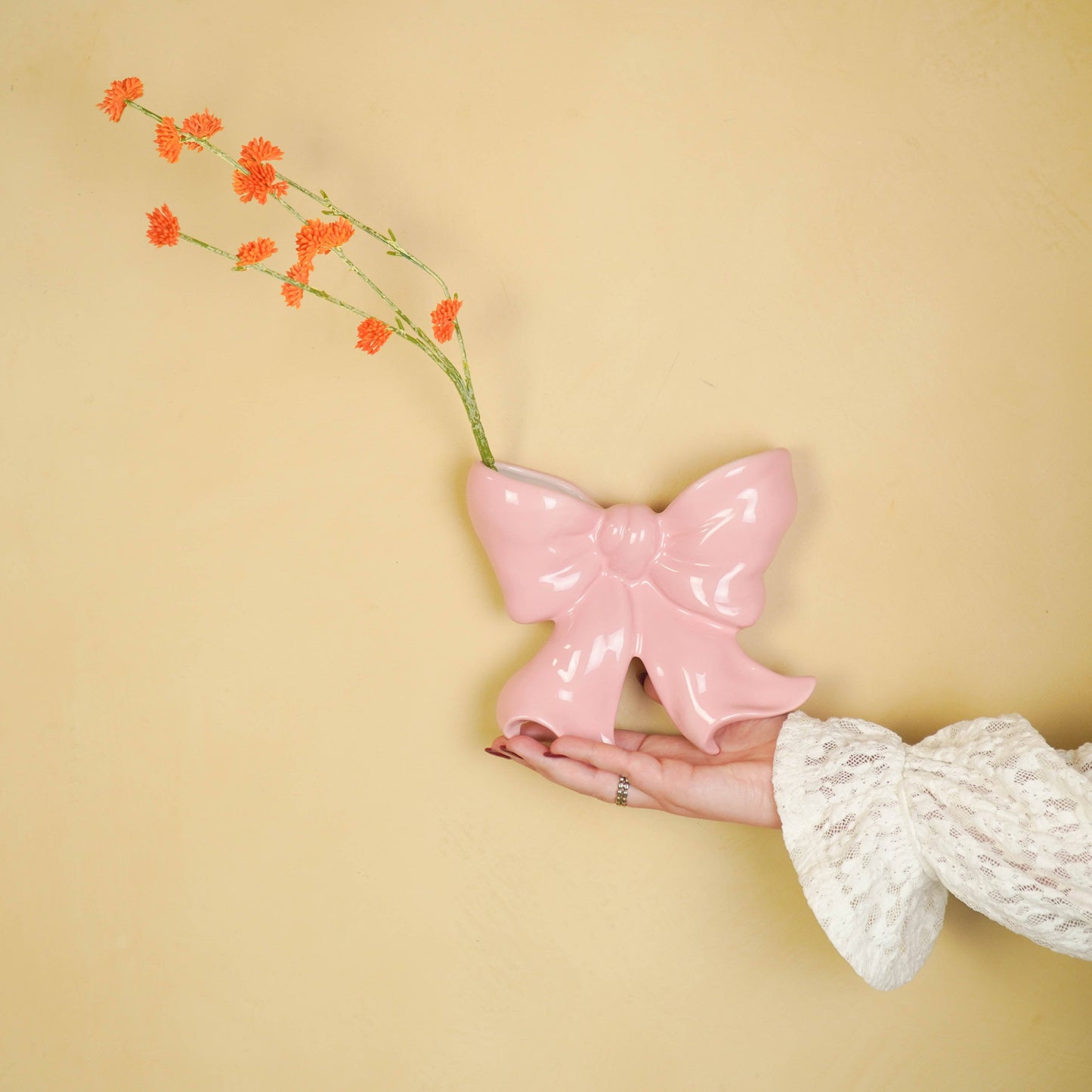 Vase mural- Vase mural Arc- Céramique- Rose- 19x18,5x5,5 cm