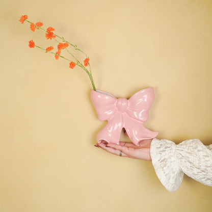 Vase mural- Vase mural Arc- Céramique- Rose- 19x18,5x5,5 cm