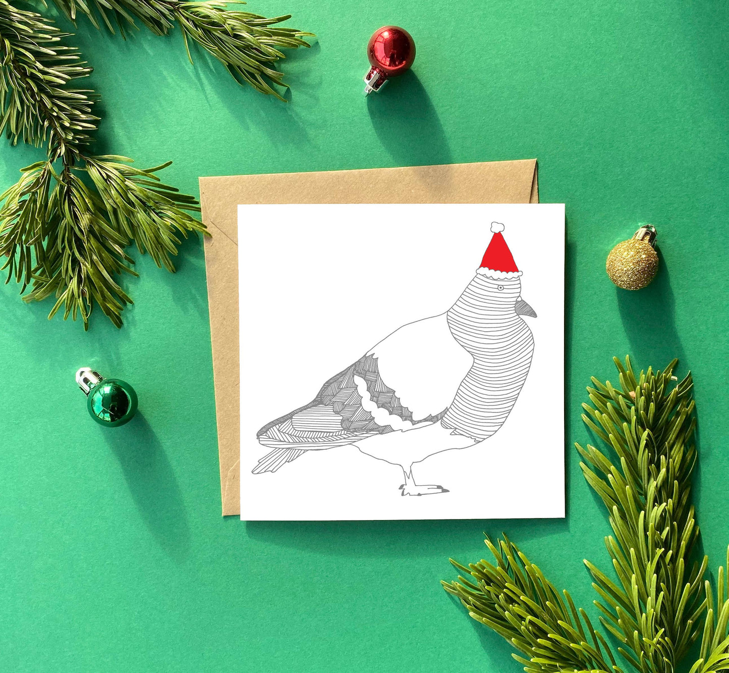 Carte de vœux Pigeon de Noël