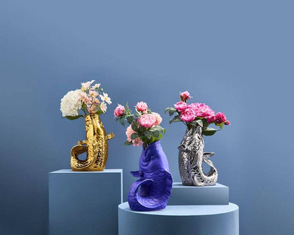 Blubb Sculpture/Vase, Matte Blue Stoneware, 35 x 30 x 44 cm