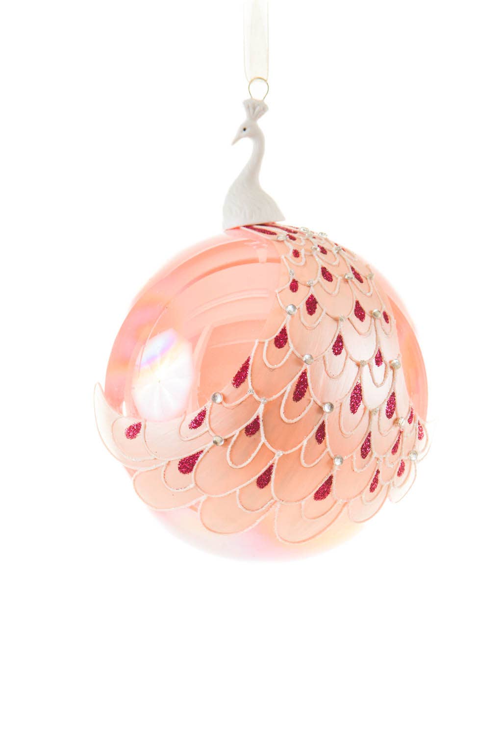 Boule de Noël Paon Rose
