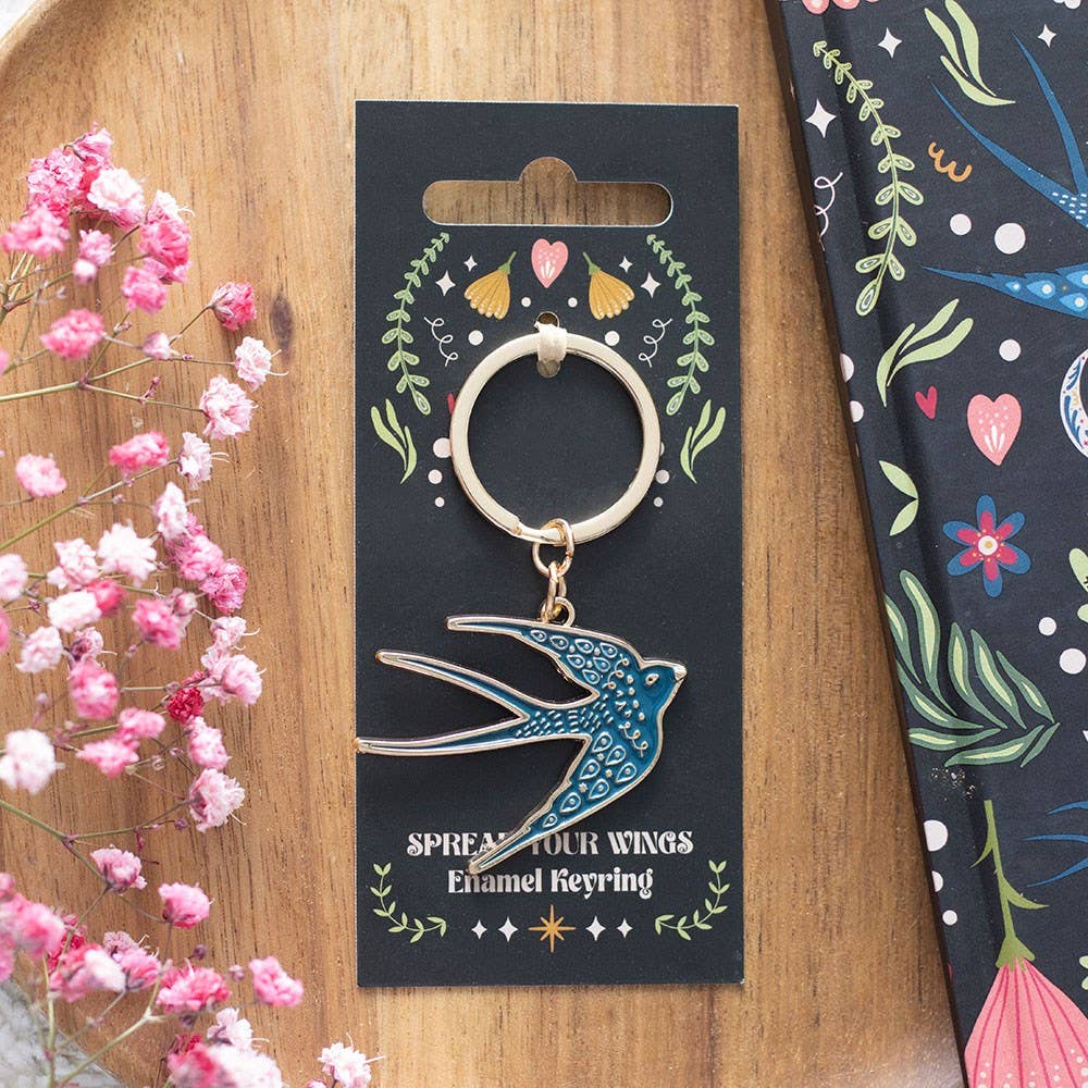 Swallow Keychain Spread Your Wings Blue