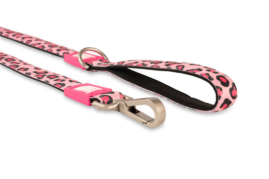 Short dog leash - Pink leopard