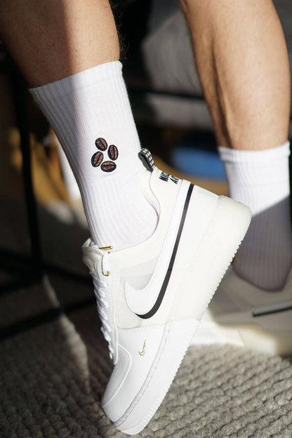 Coffee Bean Embroidered Socks
