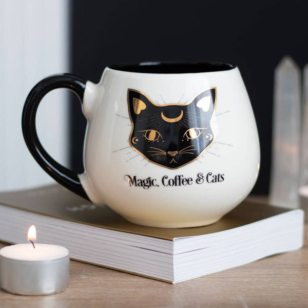 Mug Arrondi “Magie, Café & Chats”