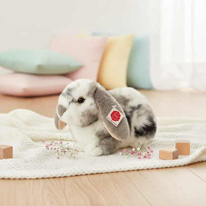 Peluche Lapin bélier gris-blanc