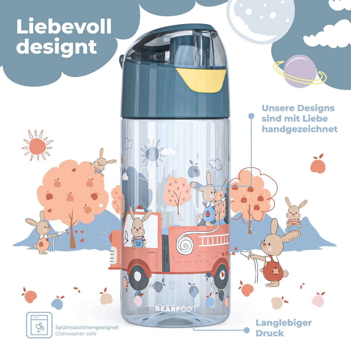 Trinkflasche Kinder, leichte Wasserflasche - Feuerwehr