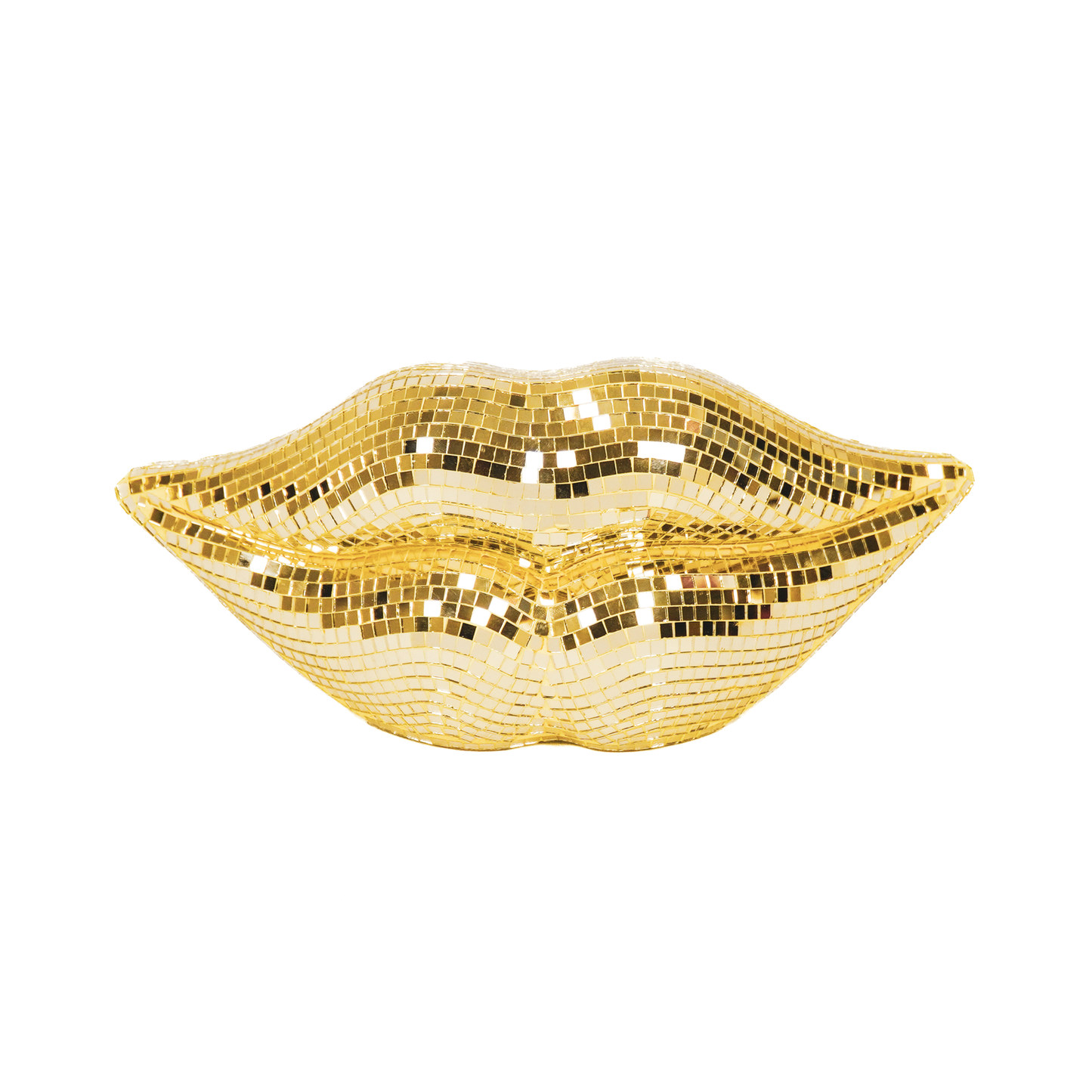Ornament - Disco - Lips - Glass - Gold - 29x10x13.5cm