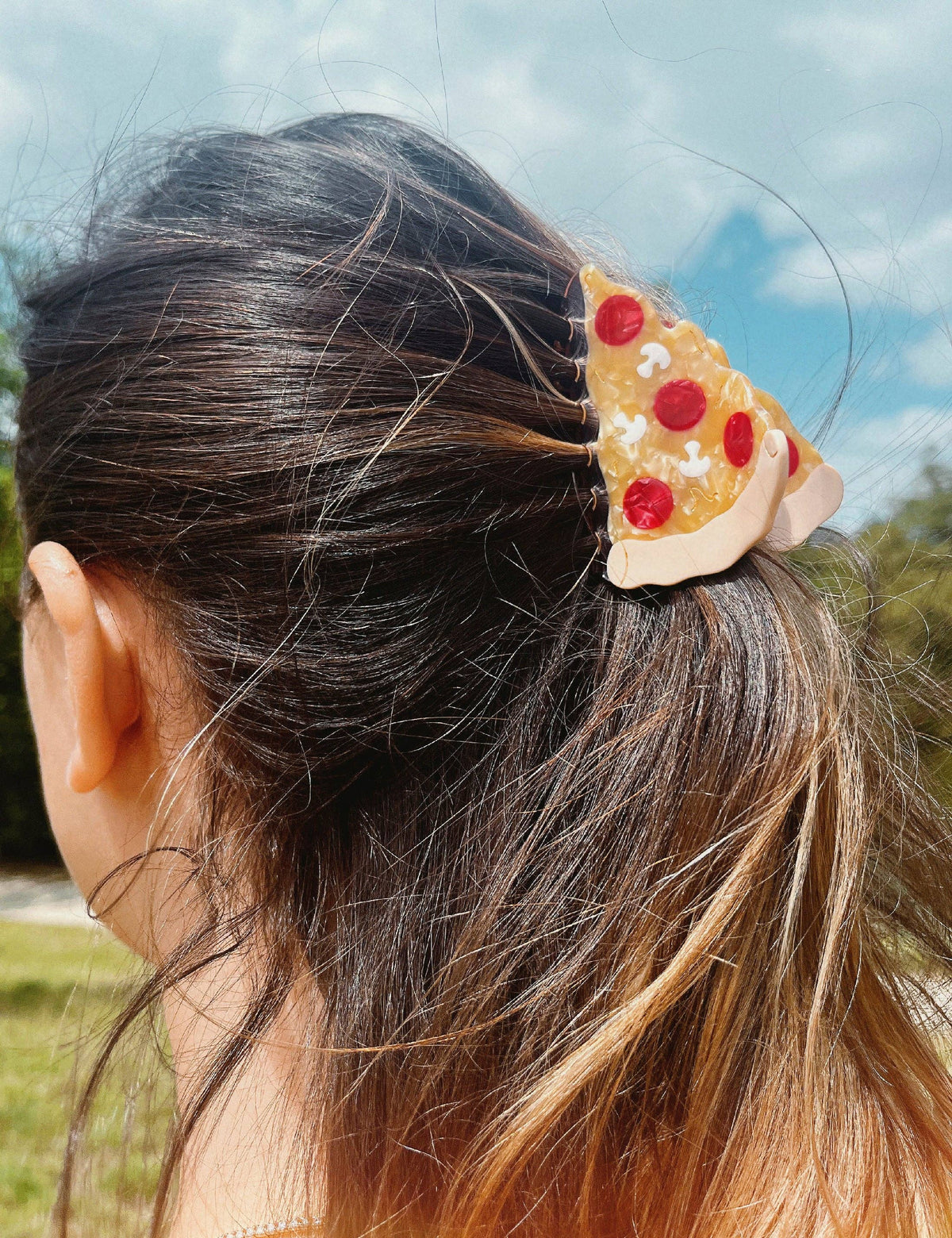 Fermaglio per capelli a forma di pizza di New York