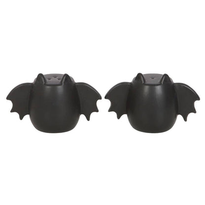 Gothic bat wing salt and pepper shakers for Halloween