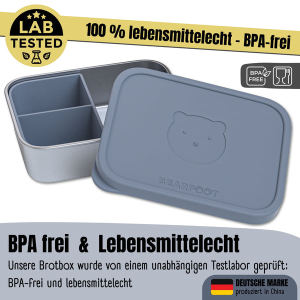Kids' Stainless Steel Lunch Box with Silicone Insert - Blue