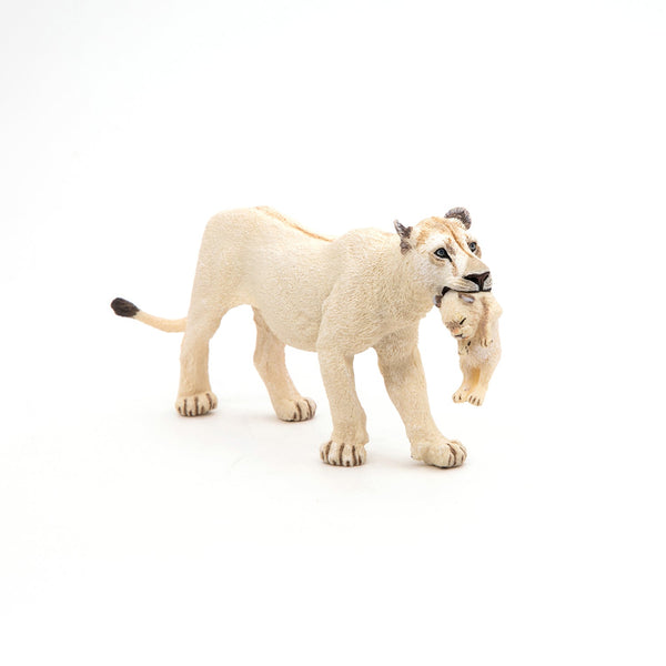 Figurine Lionne blanche avec lionceau Papo - animal sauvage