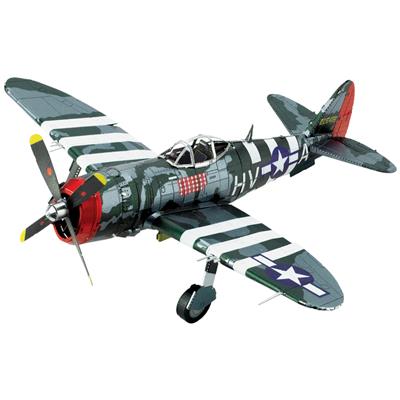 MetalEarth Aviation: P-47 THONDERBOLT 13,46x11,43x4,82cm, maquette 3D en métal avec 2 feuilles, sur carte 12x17cm, 14+