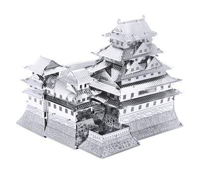 MetalEarth Architecture: HIMEJI CASTLE 7.2x6.9x6cm, maquette 3D en métal avec 3 feuilles, sur carte 12x17cm, 14+