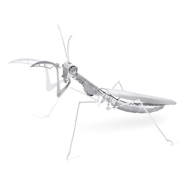 MetalEarth Insectes: MANTE 12x9x4cm, maquette 3D en métal avec 1 feuille, sur carte 12x17cm, 14+