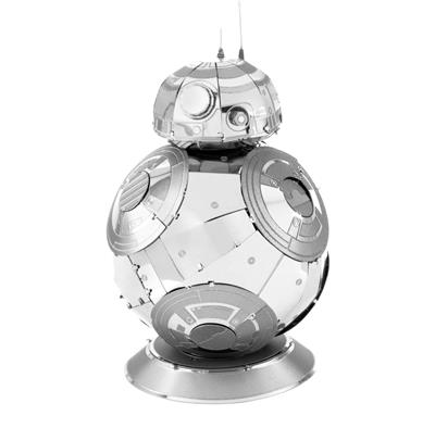 MetalEarth: STAR WARS (EP7) BB8 4.7x4.7x7.6cm, maquette 3D en métal avec 2 feuilles, sur carte 12x17cm, 14+