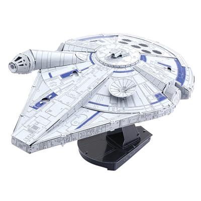 MetalEarth: ICONX - STAR WARS (Solo) / LANDO'S MILLENNIUM FALCON 11x7.32x5.66cm, maquette 3D en métal avec 2 feuilles multicolorées, en boîte 13,5x22x2cm, 14+