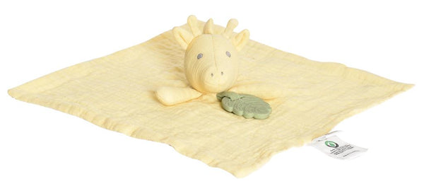Giraffe comforter with teething support