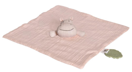 Hippopotamus comforter with teething support