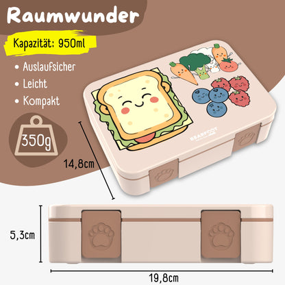 Lunch Box with Compartments, Lightweight & Leakproof -Sandwich Brown
