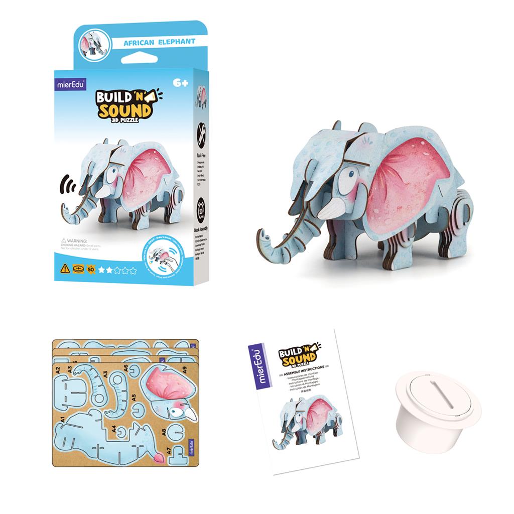 3D Construction Puzzle - African Elephant