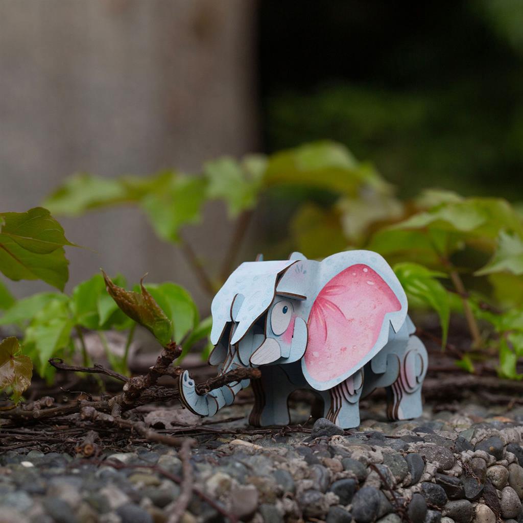 3D Construction Puzzle - African Elephant