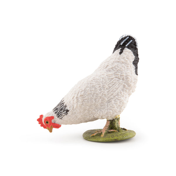 Figurine Poule blanche picorant Papo - animal de la ferme