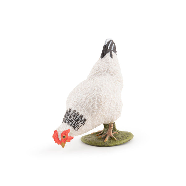 Figurine Poule blanche picorant Papo - animal de la ferme