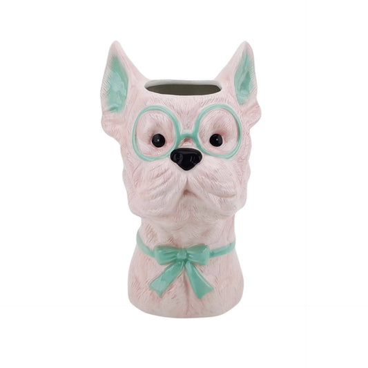 Vase - Dog Flower Vase - Pink/Mint - 13.5x14.5x23cm