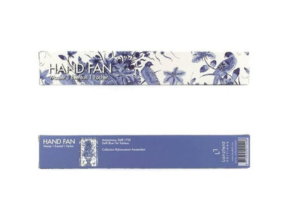Éventail en bambou avec motif oiseau bleu de Delft