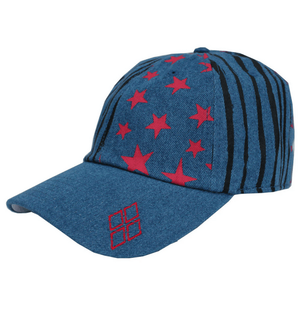 Casquette réglable Harley Quinn en denim délavé