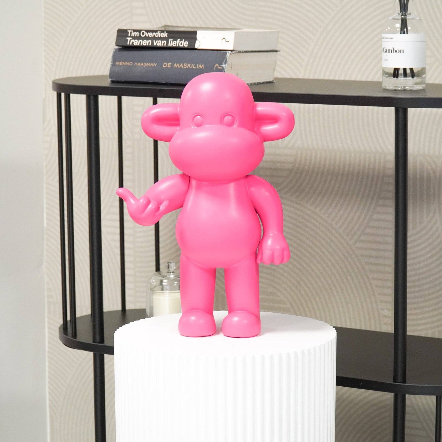 Ornement - Figurine Singe Hang Loose 'La Légende' - Résine de poly - Rose - 33x21x50cm
