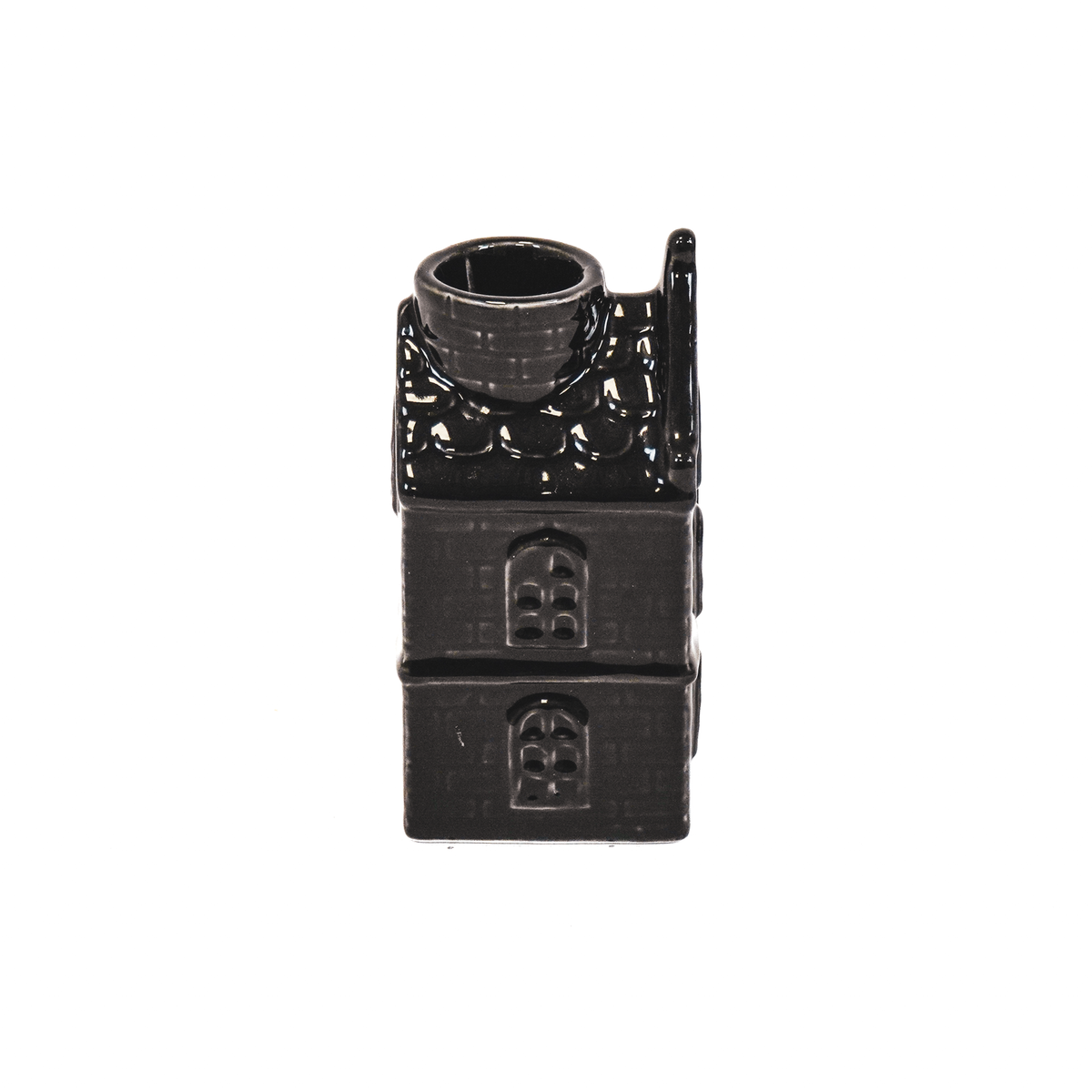 Candlestick - Home - Ceramic - Black - 6x5.5x11cm