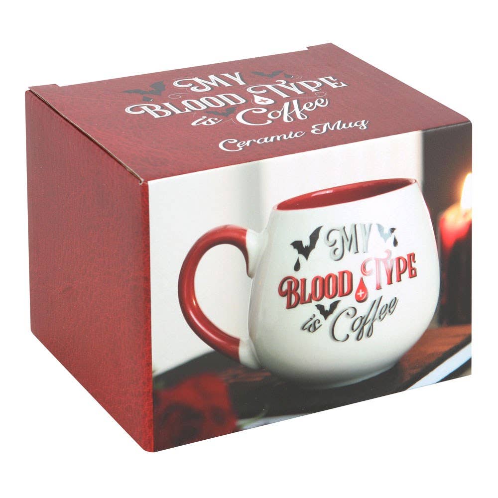 Mug rond gothique vampire « My Blood Type is Coffee » pour Halloween