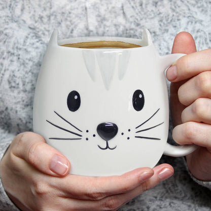 White Cat Round Mug