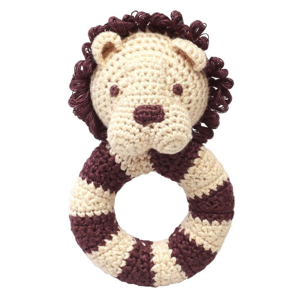 Ring rattle - Beige lion