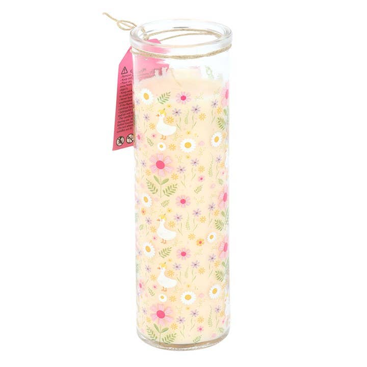 Bougie Tube Vanille à Motif Canards et Marguerites