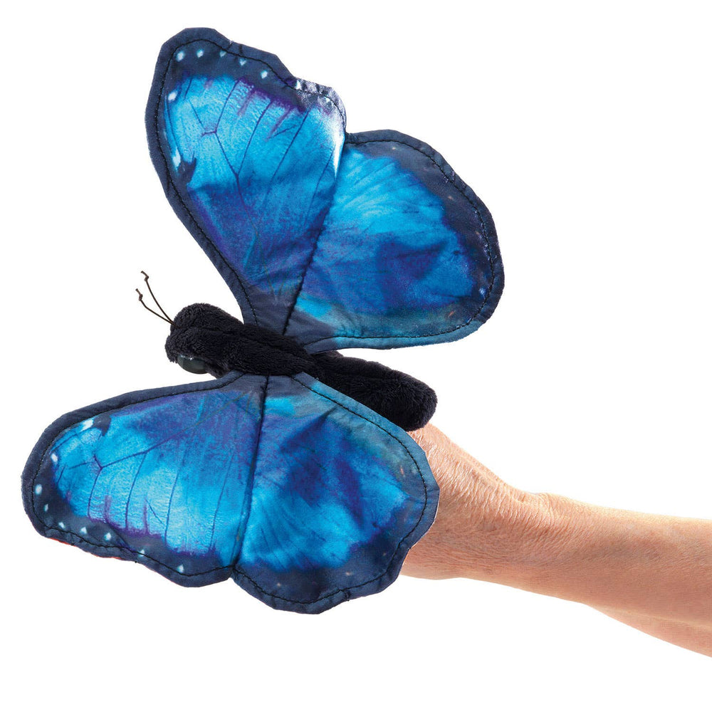Marionnette à Doigt Papillon Morpho Bleu
