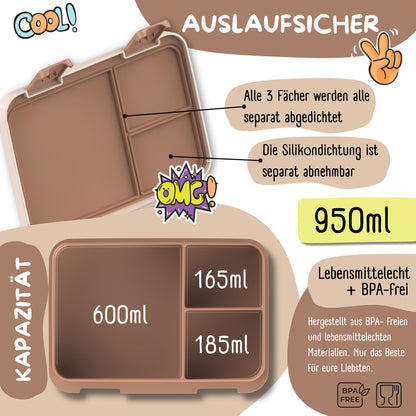 Brotdose mit Fächern, leicht & auslaufsicher - Polizei braun